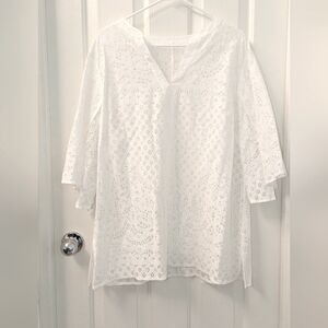 Chico's White Lace Caftan Tunic Top